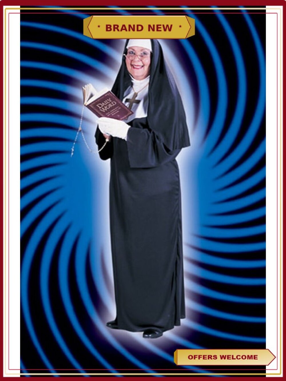 Women's Mother Superior Nun Costume Dress Habit Gloves Halloween